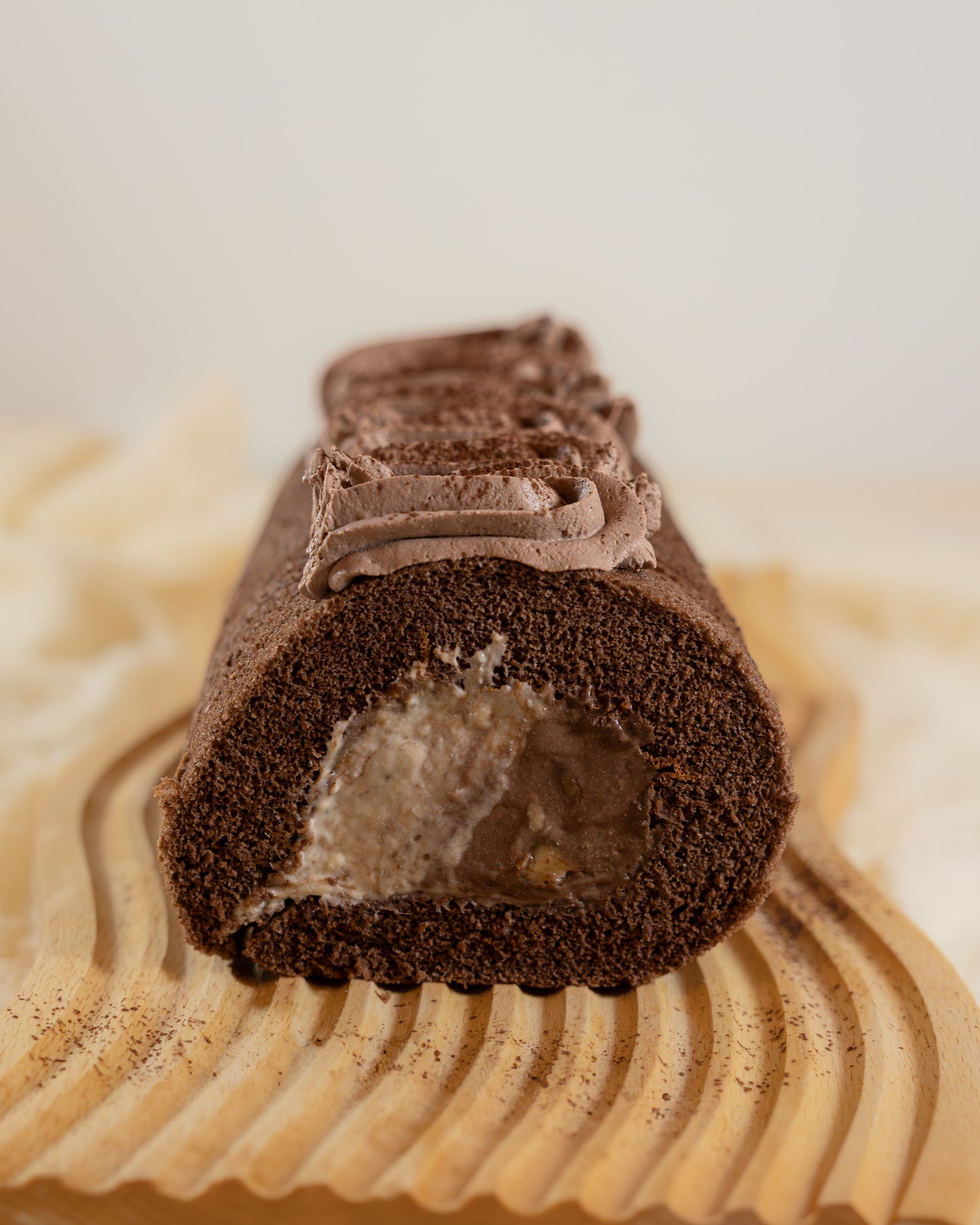 Choco Banana Custard Roll with Cocoa Cream