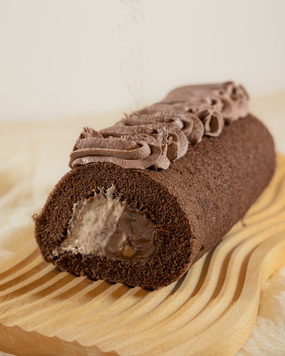 Choco Banana Custard Roll with Cocoa Cream