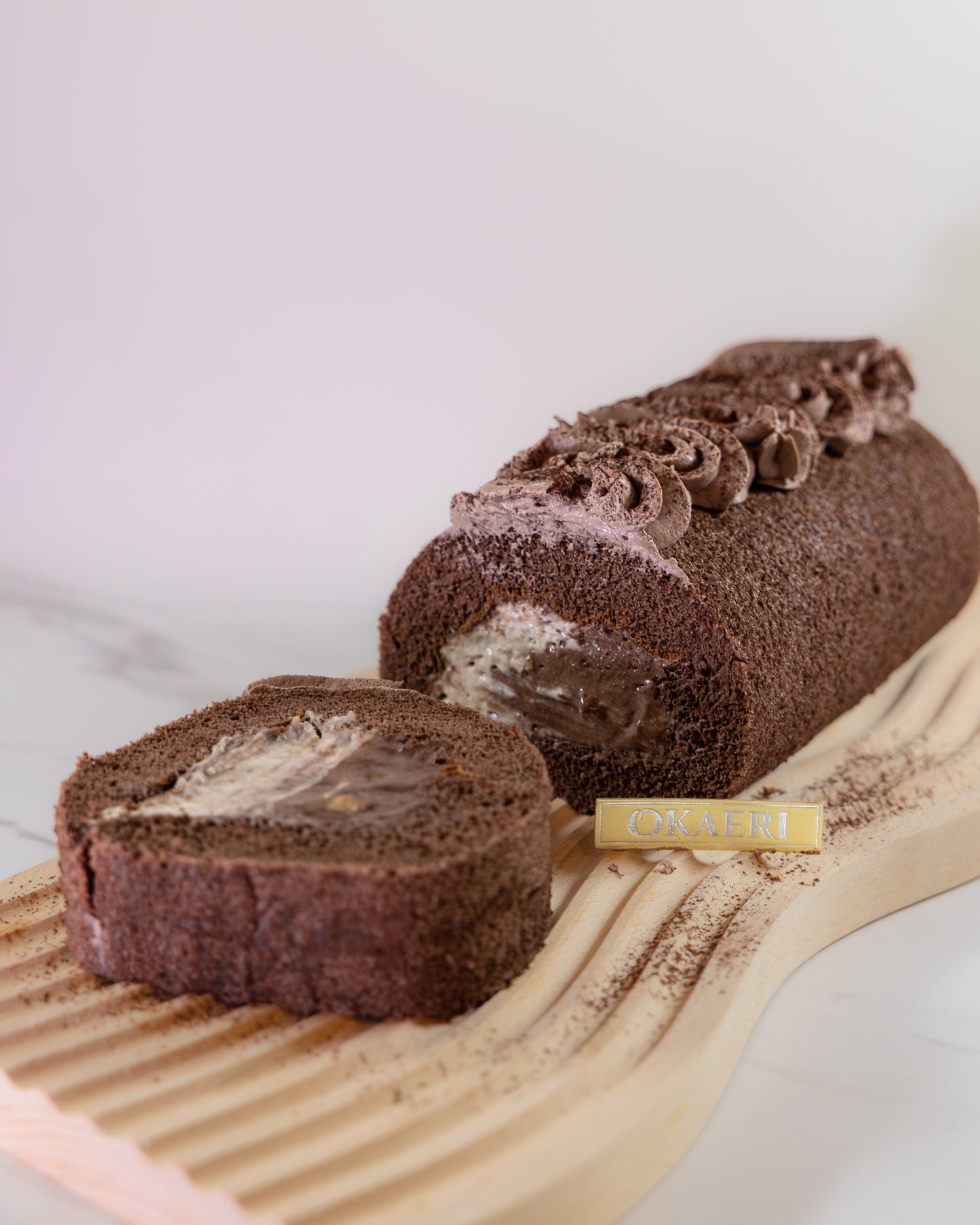 Choco Banana Custard Roll with Cocoa Cream