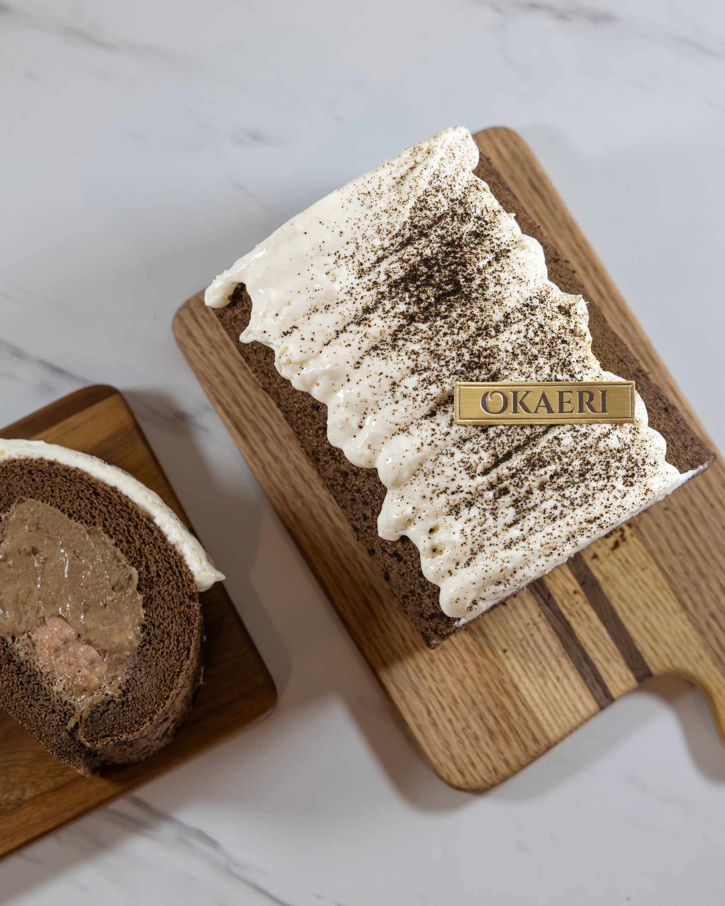 Hojicha Roll with Rich Cheese Foam and Chestnut Cream